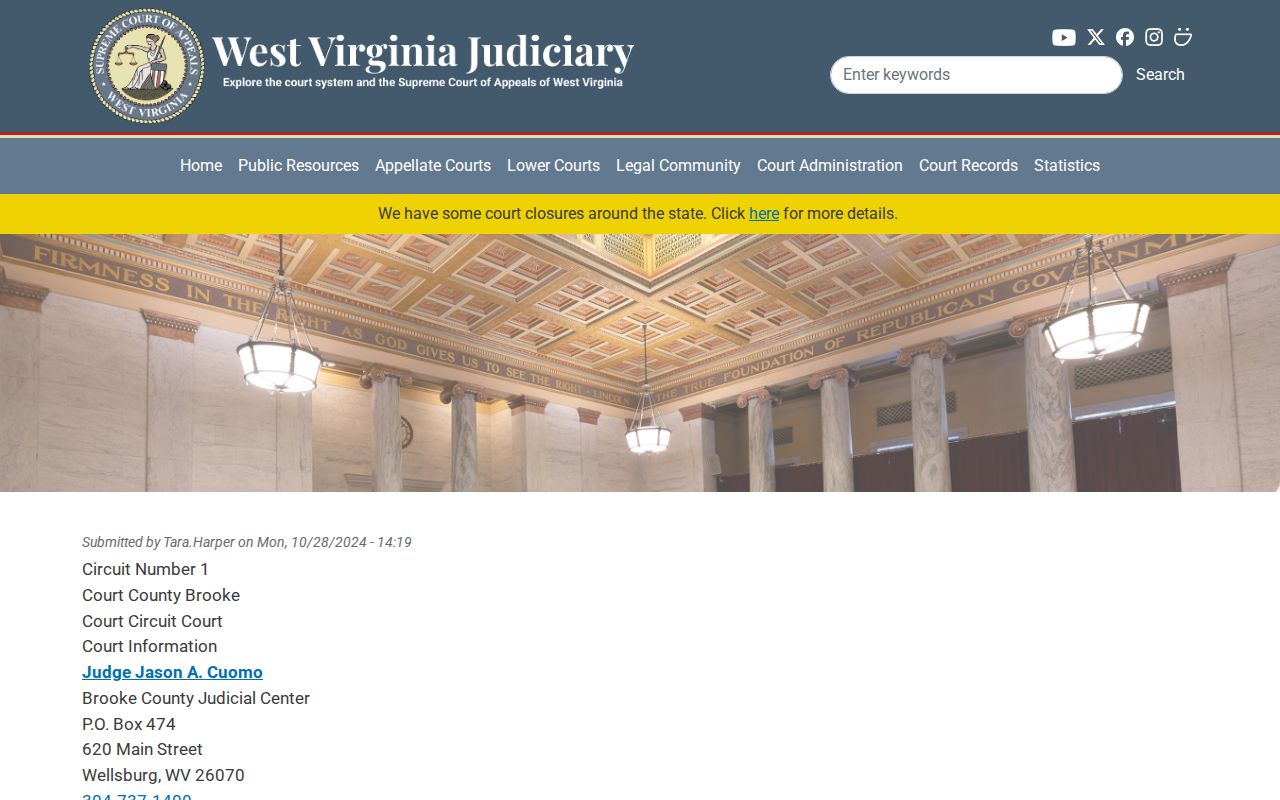 Brooke County criminal record expungement court contact